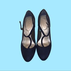 Navy Blue T-Strap Heels Sz 10